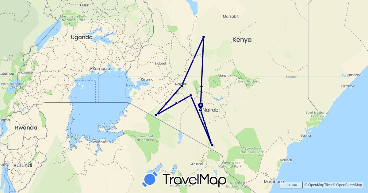 TravelMap itinerary: driving in Kenya (Africa)
